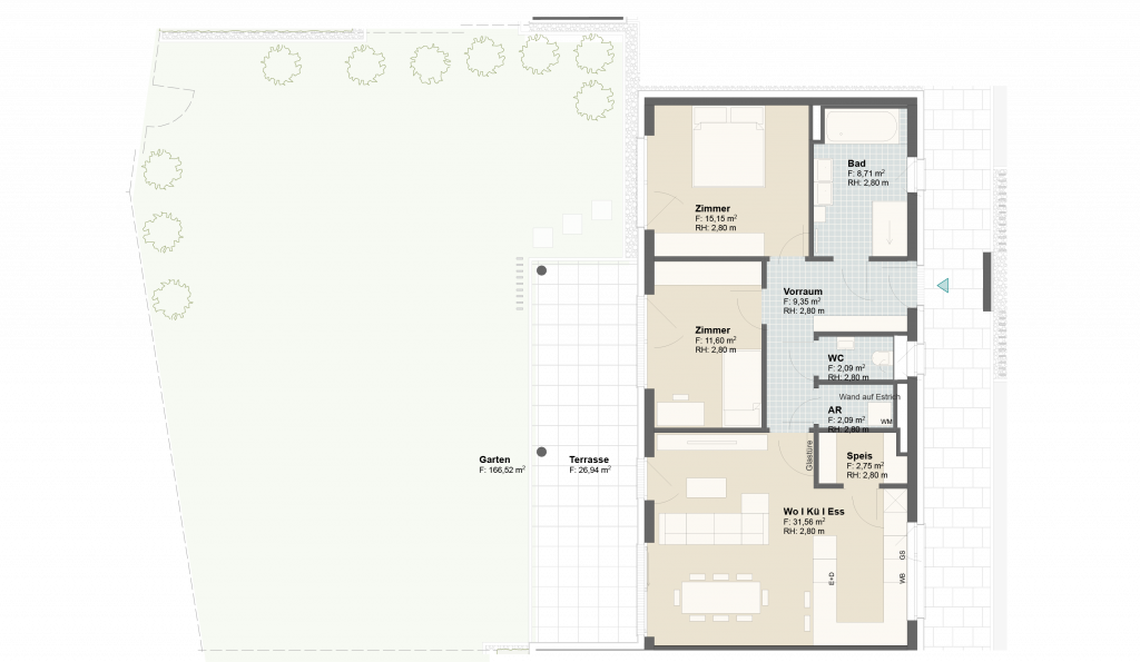 Epado-Immobilien, Projekt Seiersberg ONE Grundriss der Wohnung Hauptstr. 3/ Whg.01
