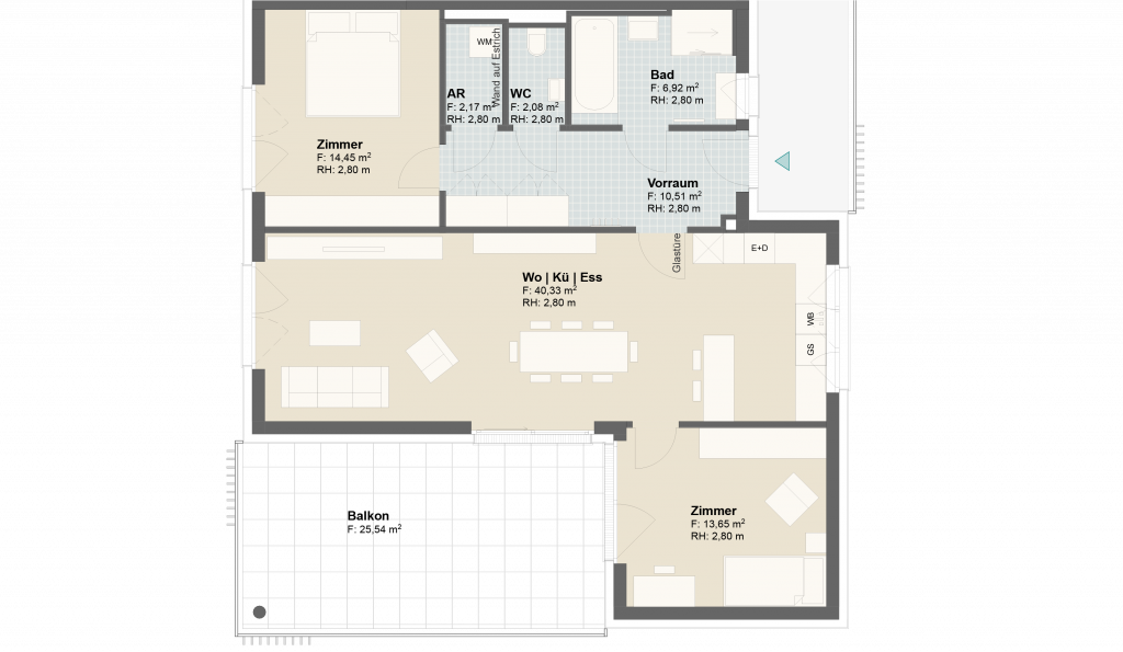 Epado-Immobilien, Projekt Seiersberg ONE Grundriss der Wohnung Hauptstr. 3/ Whg.04