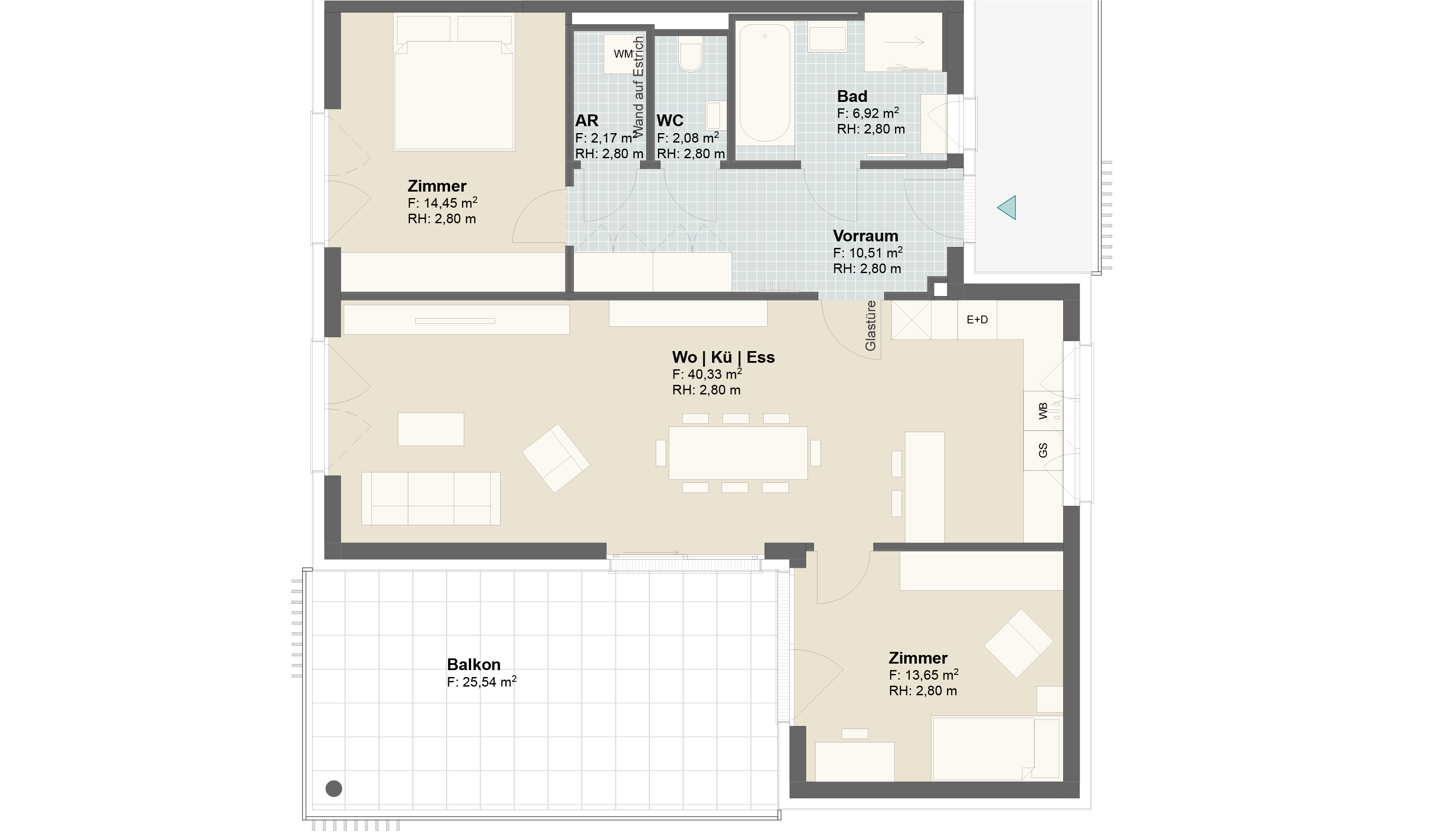 Epado-Immobilien, Projekt Seiersberg ONE Grundriss der Wohnung Hauptstr. 3/ Whg.04