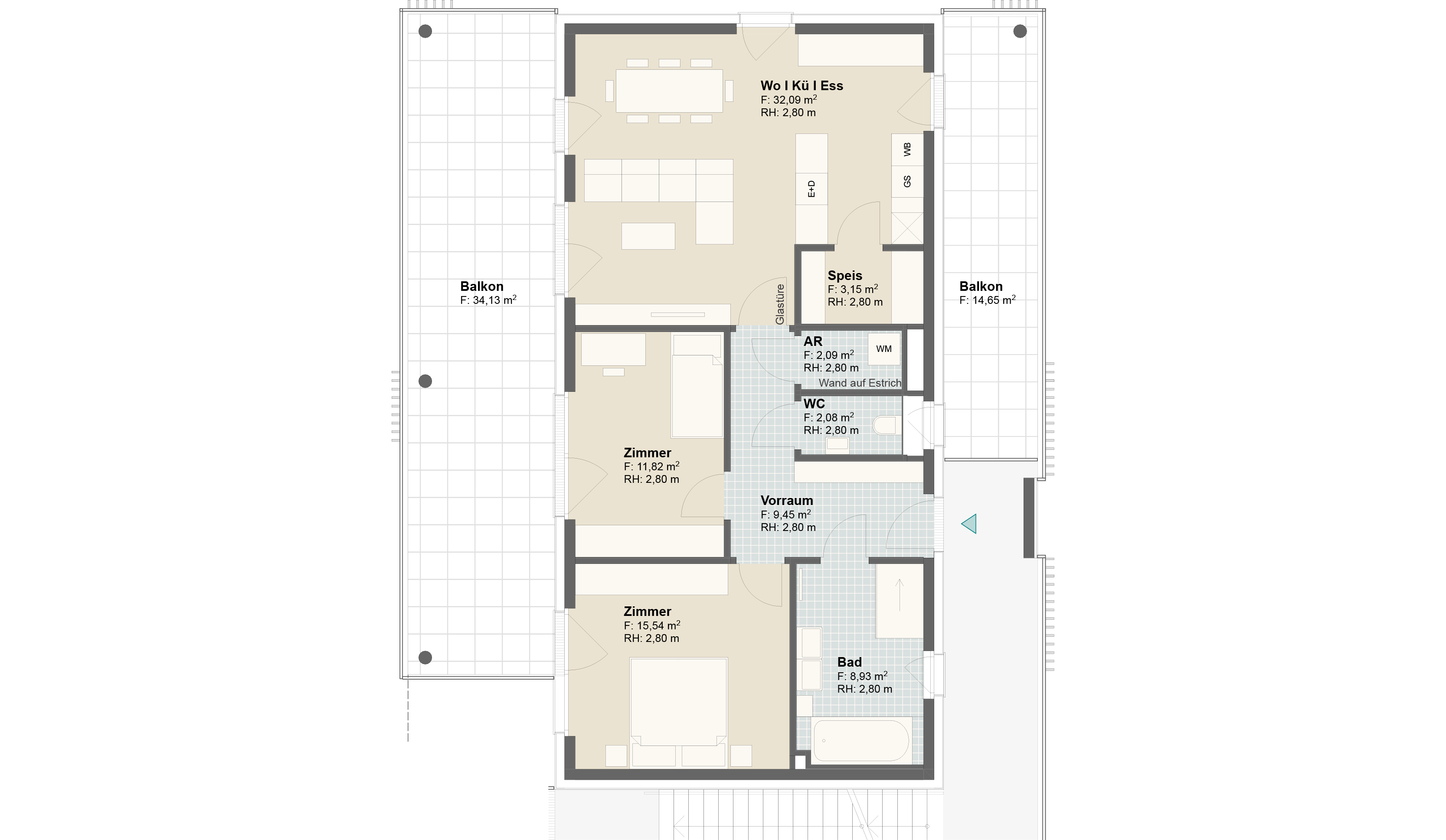 Epado-Immobilien, Projekt Seiersberg ONE Grundriss der Wohnung Hauptstr. 3/ Whg.05