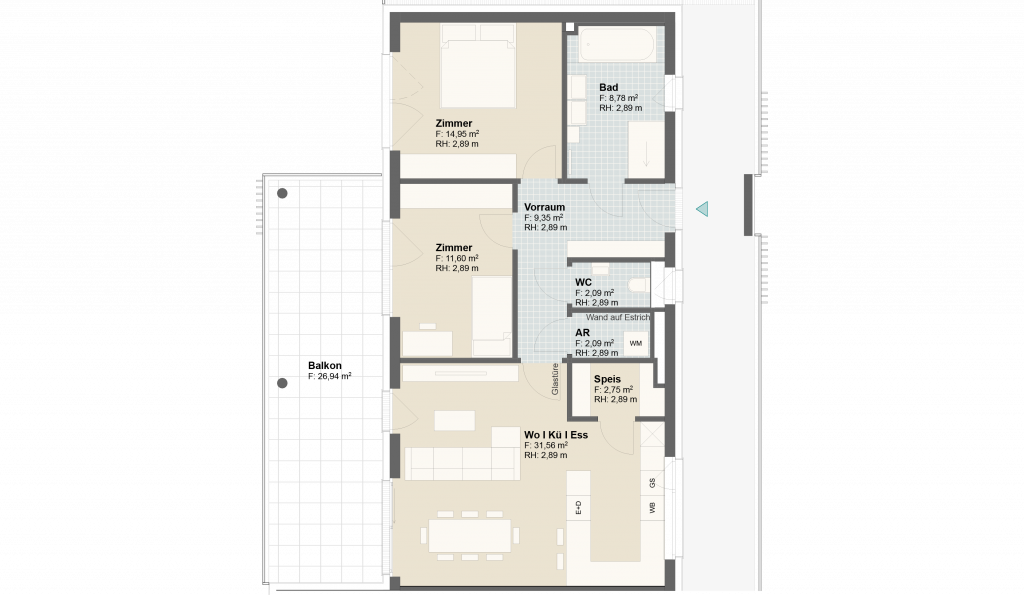 Epado-Immobilien, Projekt Seiersberg ONE Grundriss der Wohnung Hauptstr. 3/ Whg.06