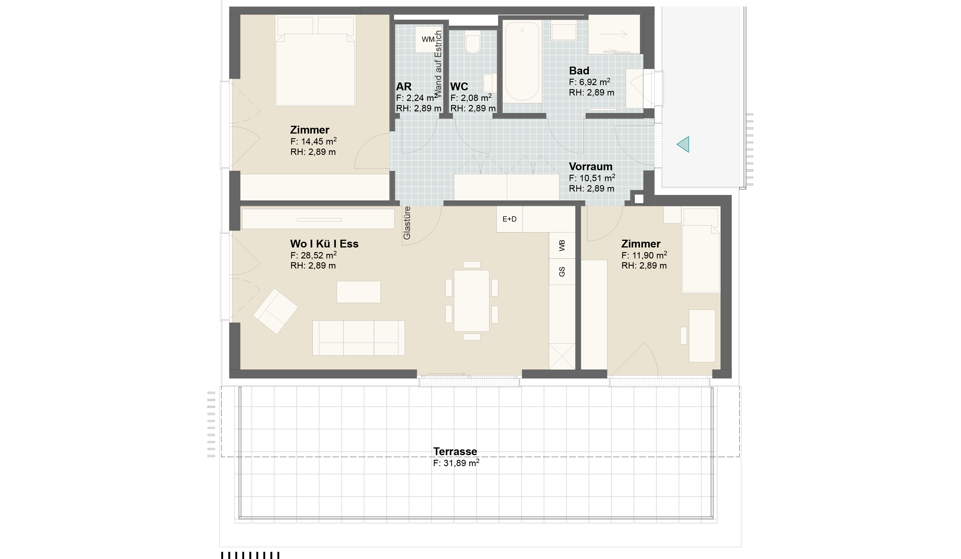 Epado-Immobilien, Projekt Seiersberg ONE Grundriss der Wohnung Hauptstr. 3/ Whg.07