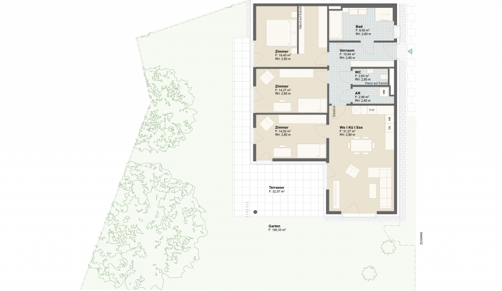 Epado-Immobilien, Projekt Seiersberg ONE Grundriss der Wohnung Hauptstr. 3a/ Whg.03