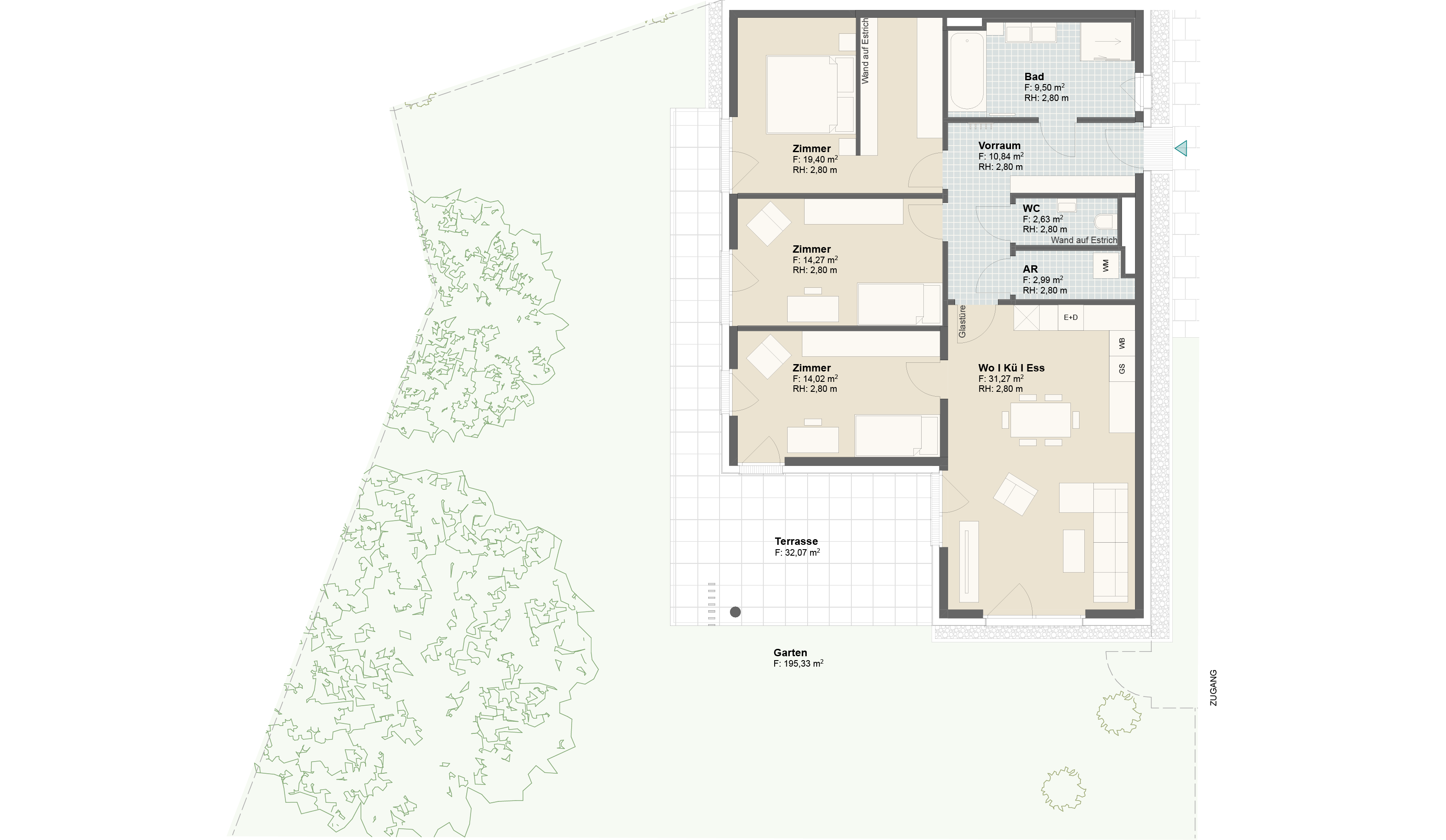Epado-Immobilien, Projekt Seiersberg ONE Grundriss der Wohnung Hauptstr. 3a/ Whg.03