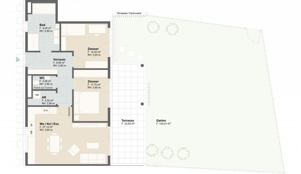 Epado-Immobilien, Projekt Seiersberg ONE Grundriss der Wohnung Hauptstr. 3a/ Whg.05