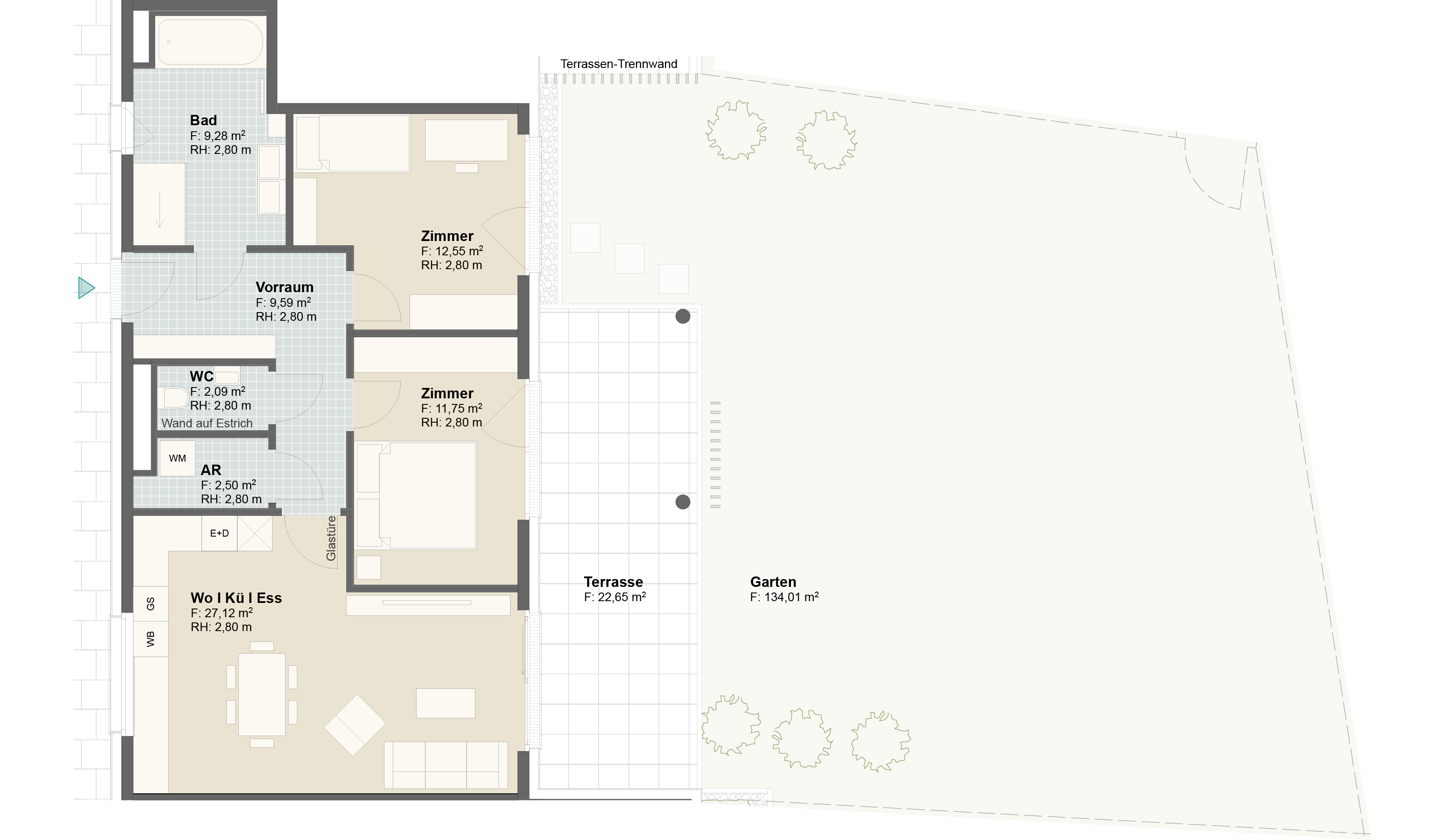 Epado-Immobilien, Projekt Seiersberg ONE Grundriss der Wohnung Hauptstr. 3a/ Whg.05