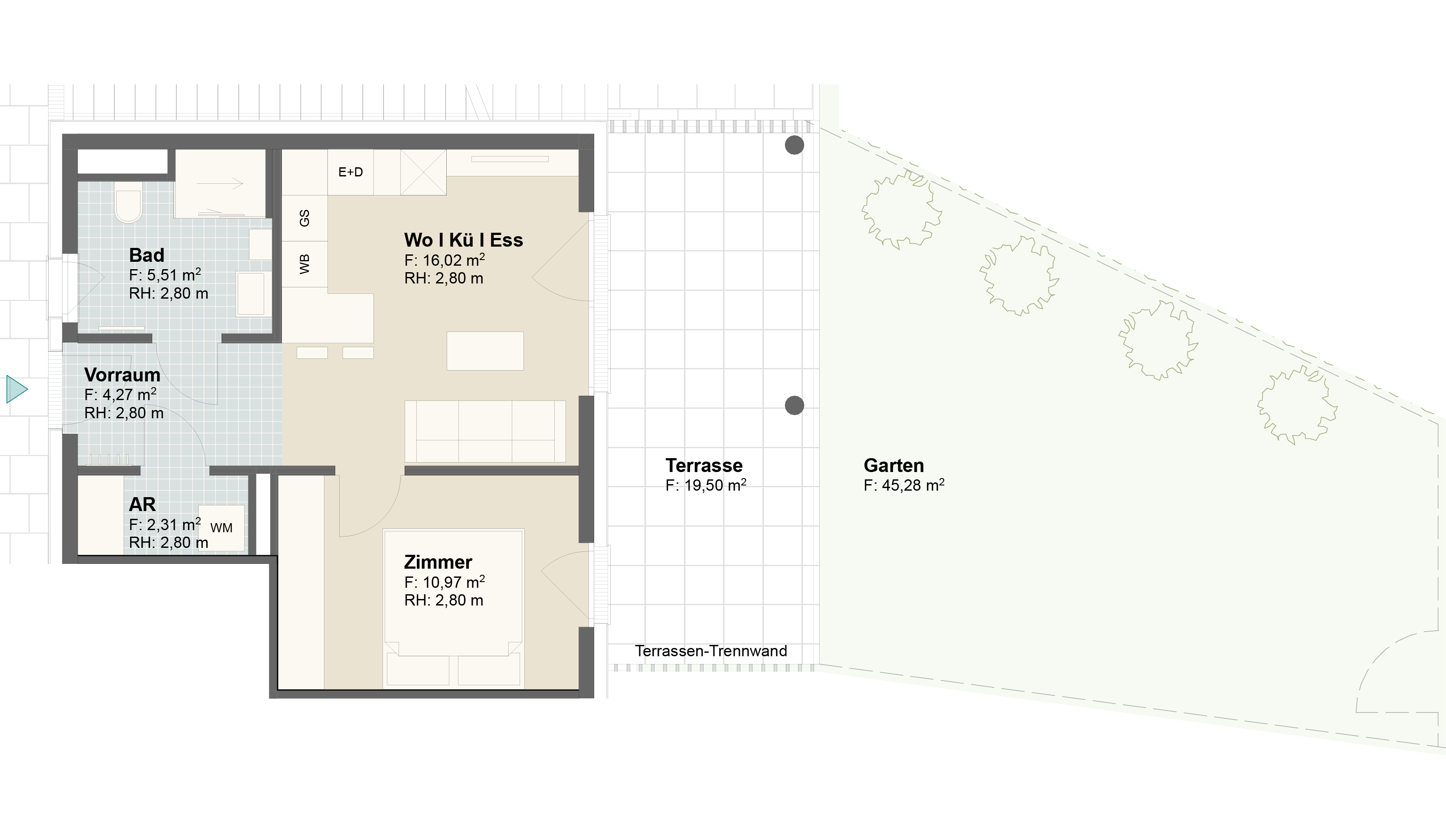Epado-Immobilien, Projekt Seiersberg ONE Grundriss der Wohnung Hauptstr. 3a/ Whg.06