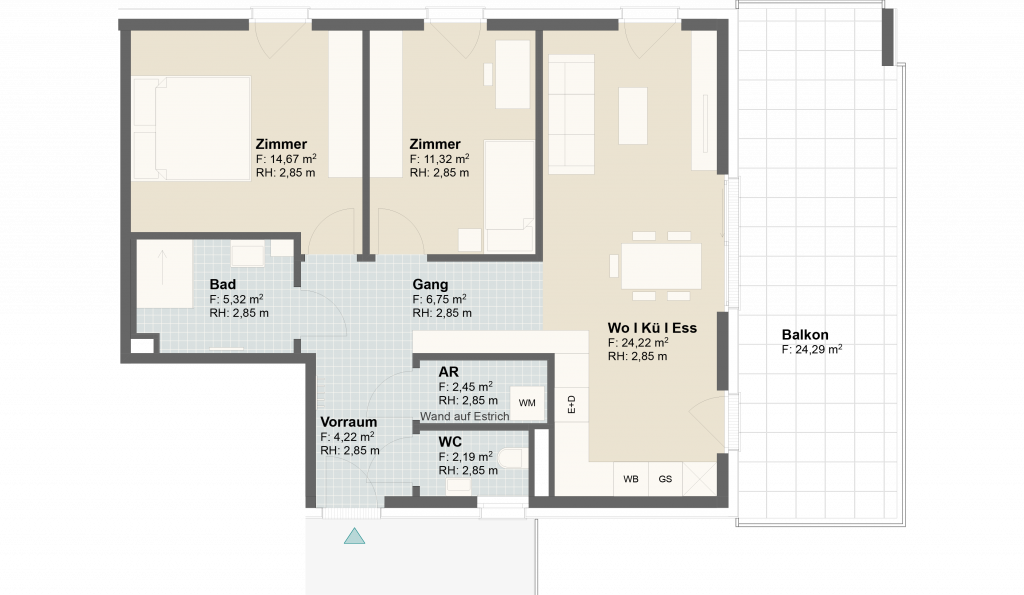 Epado-Immobilien, Projekt Seiersberg ONE Grundriss der Wohnung Hauptstr. 3a/ Whg.07