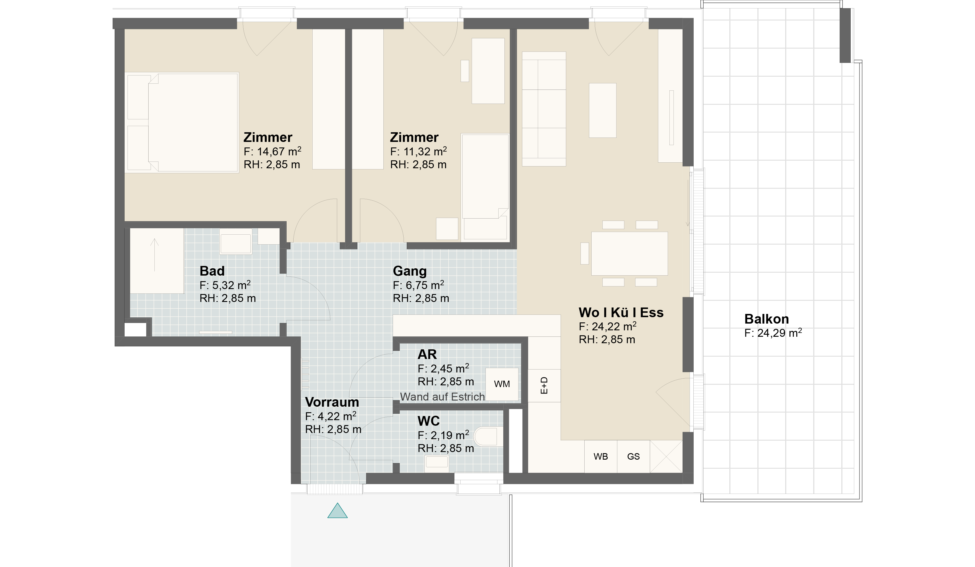 Epado-Immobilien, Projekt Seiersberg ONE Grundriss der Wohnung Hauptstr. 3a/ Whg.07