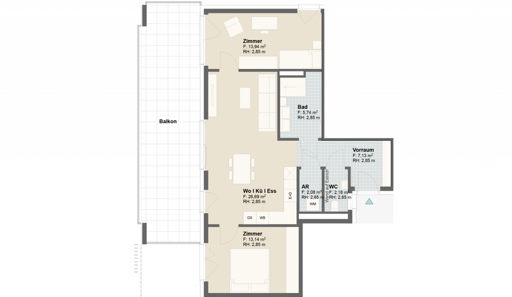 Epado-Immobilien, Projekt Seiersberg ONE Grundriss der Wohnung Hauptstr. 3a/ Whg.08