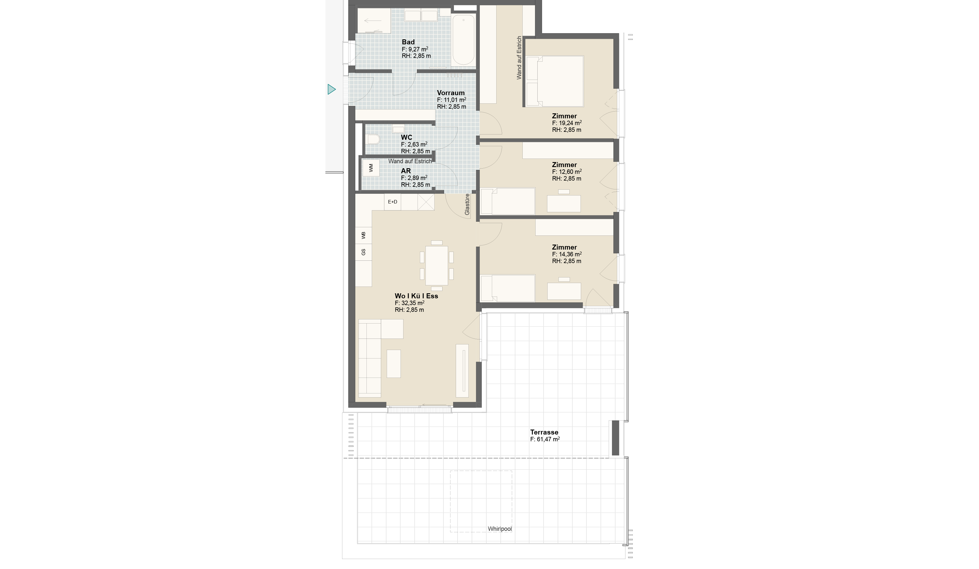 Epado-Immobilien, Projekt Seiersberg ONE Grundriss der Wohnung Hauptstr. 3a/ Whg.11