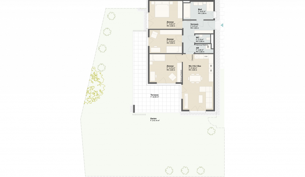 Epado-Immobilien, Projekt Seiersberg ONE Grundriss der Wohnung Hauptstr. 3b / Whg.2