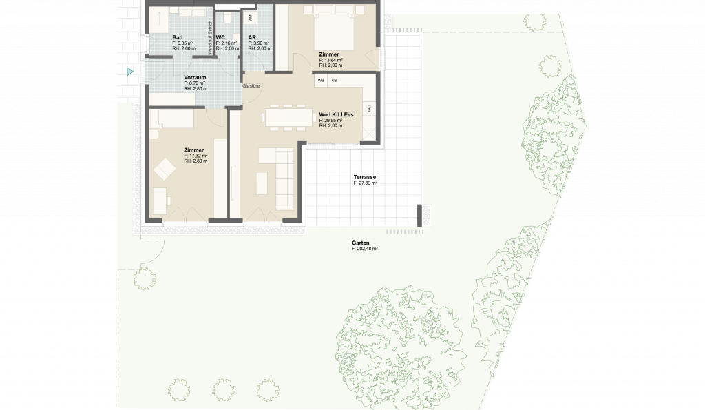 Epado-Immobilien, Projekt Seiersberg ONE Grundriss der Wohnung Hauptstr. 3b/ Whg.03