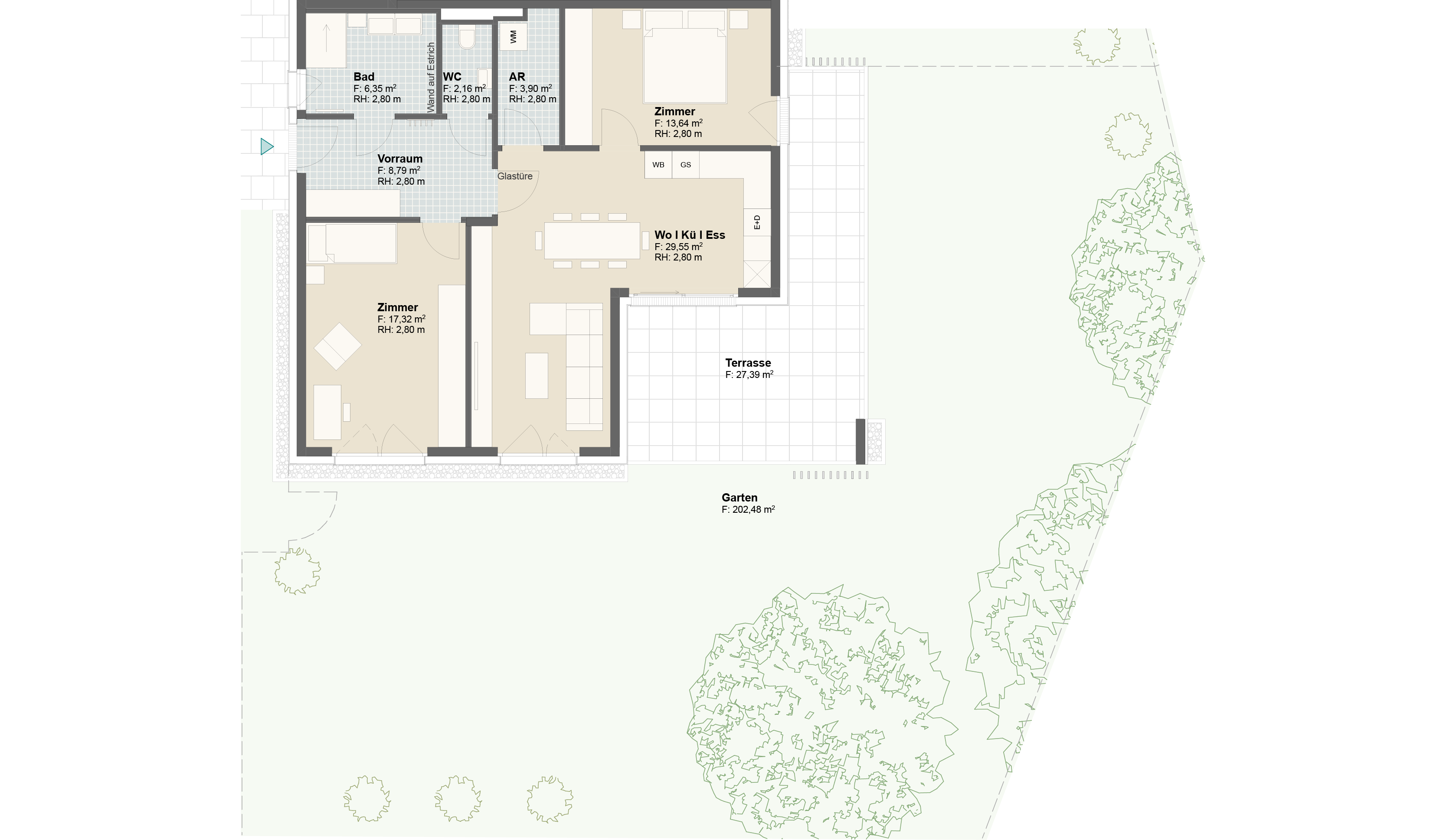 Epado-Immobilien, Projekt Seiersberg ONE Grundriss der Wohnung Hauptstr. 3b/ Whg.03