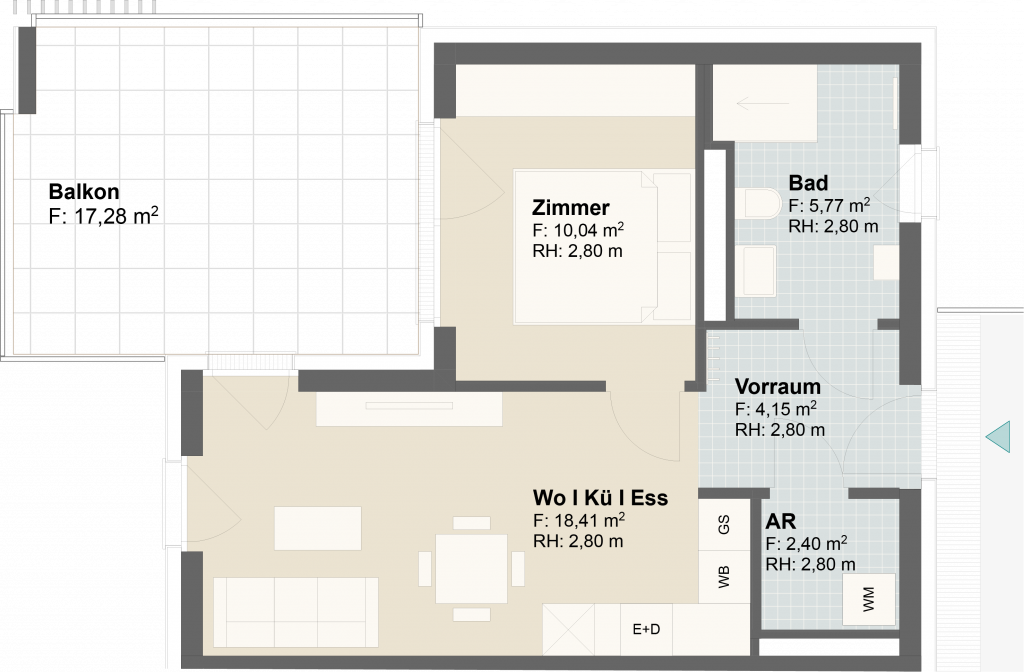 Epado-Immobilien, Projekt Seiersberg ONE Grundriss der Wohnung Hauptstr. 3b/ Whg.06