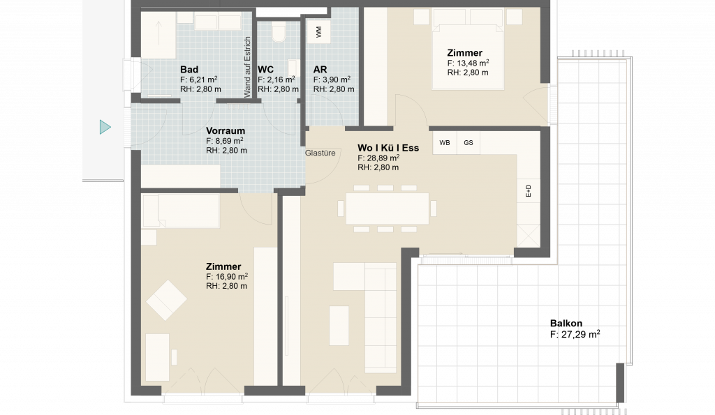 Epado-Immobilien, Projekt Seiersberg ONE Grundriss der Wohnung Hauptstr. 3b/ Whg.08