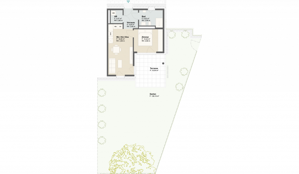 Epado-Immobilien, Projekt Seiersberg ONE Grundriss der Wohnung Hauptstr. 3c/ Whg.01