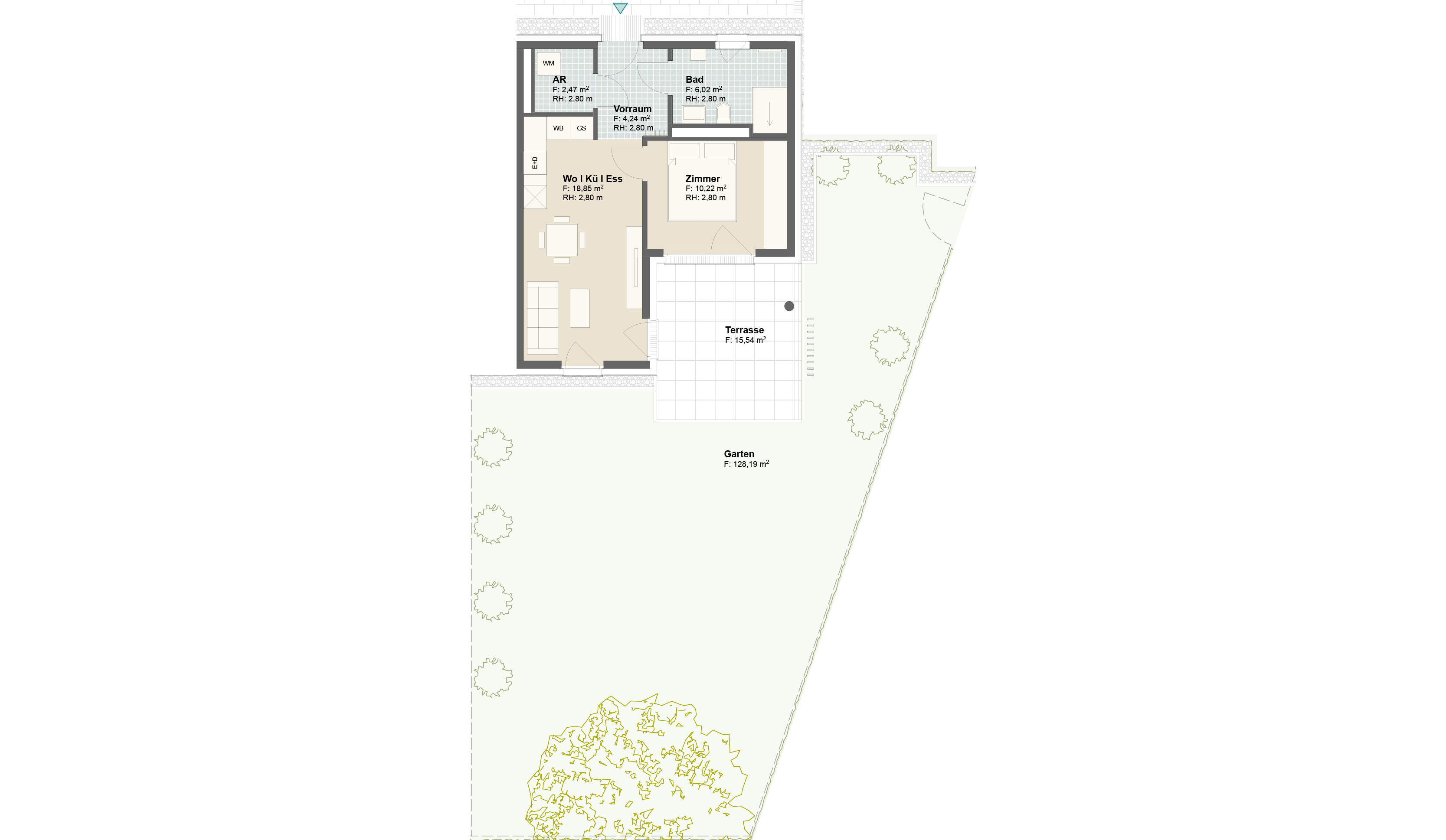 Epado-Immobilien, Projekt Seiersberg ONE Grundriss der Wohnung Hauptstr. 3c/ Whg.01