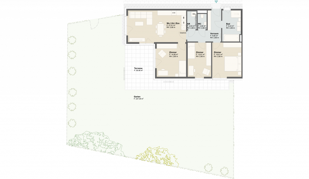 Epado-Immobilien, Projekt Seiersberg ONE Grundriss der Wohnung Hauptstr. 3c/ Whg.02