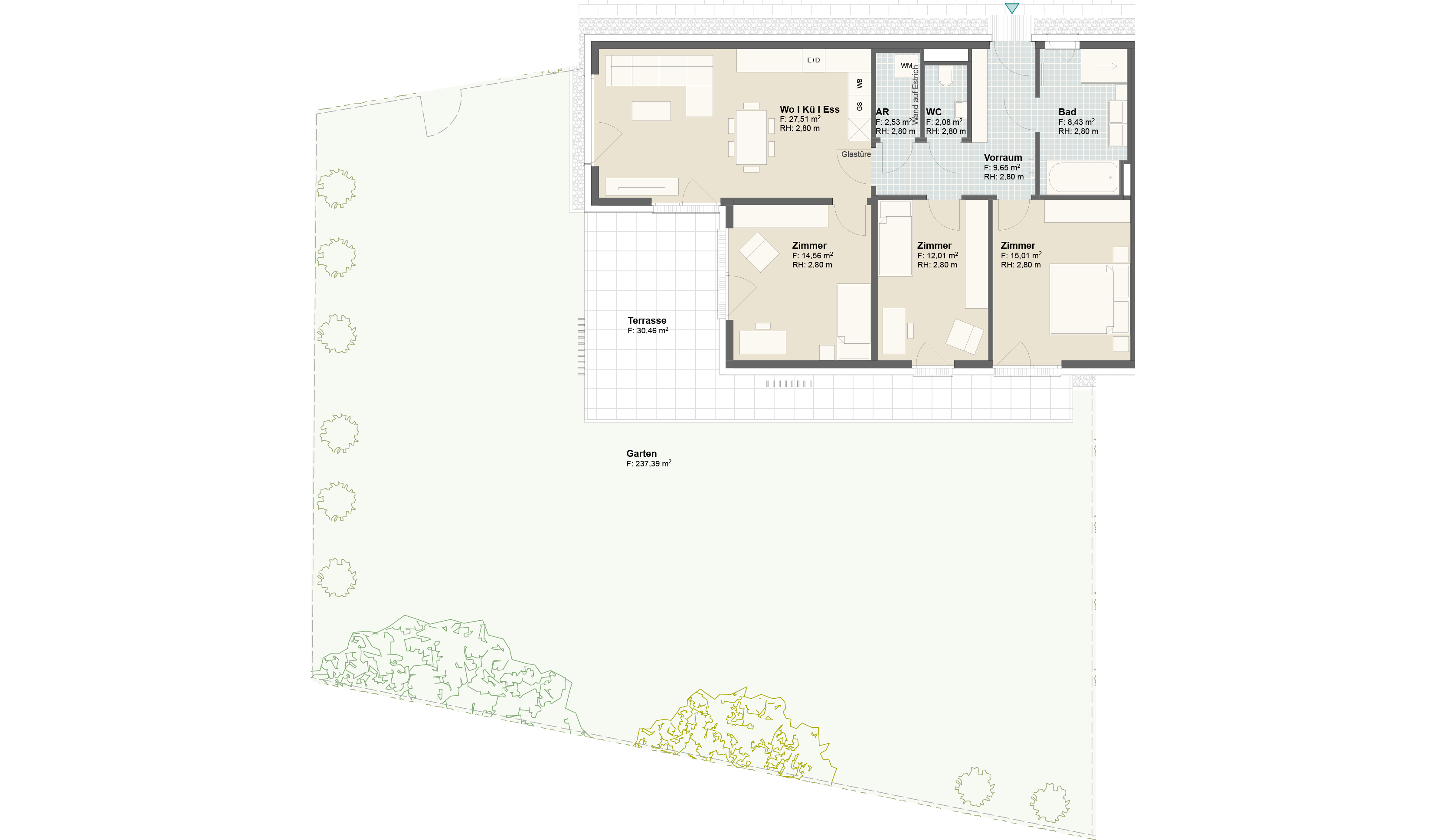Epado-Immobilien, Projekt Seiersberg ONE Grundriss der Wohnung Hauptstr. 3c/ Whg.02