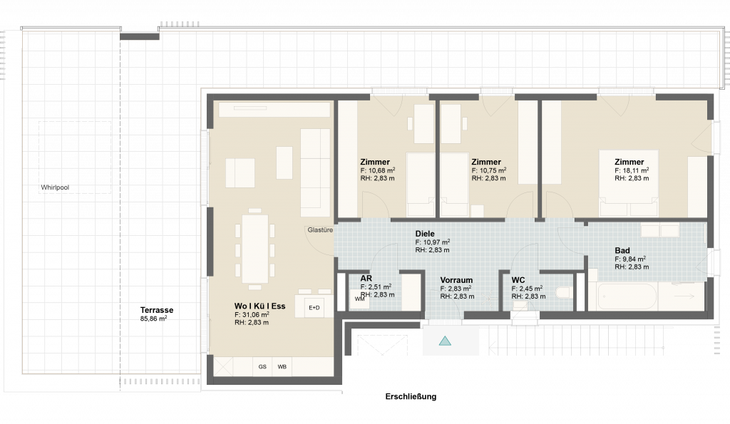 Epado-Immobilien, Projekt Seiersberg ONE Grundriss der Wohnung Hauptstr. 3c/ Whg.05