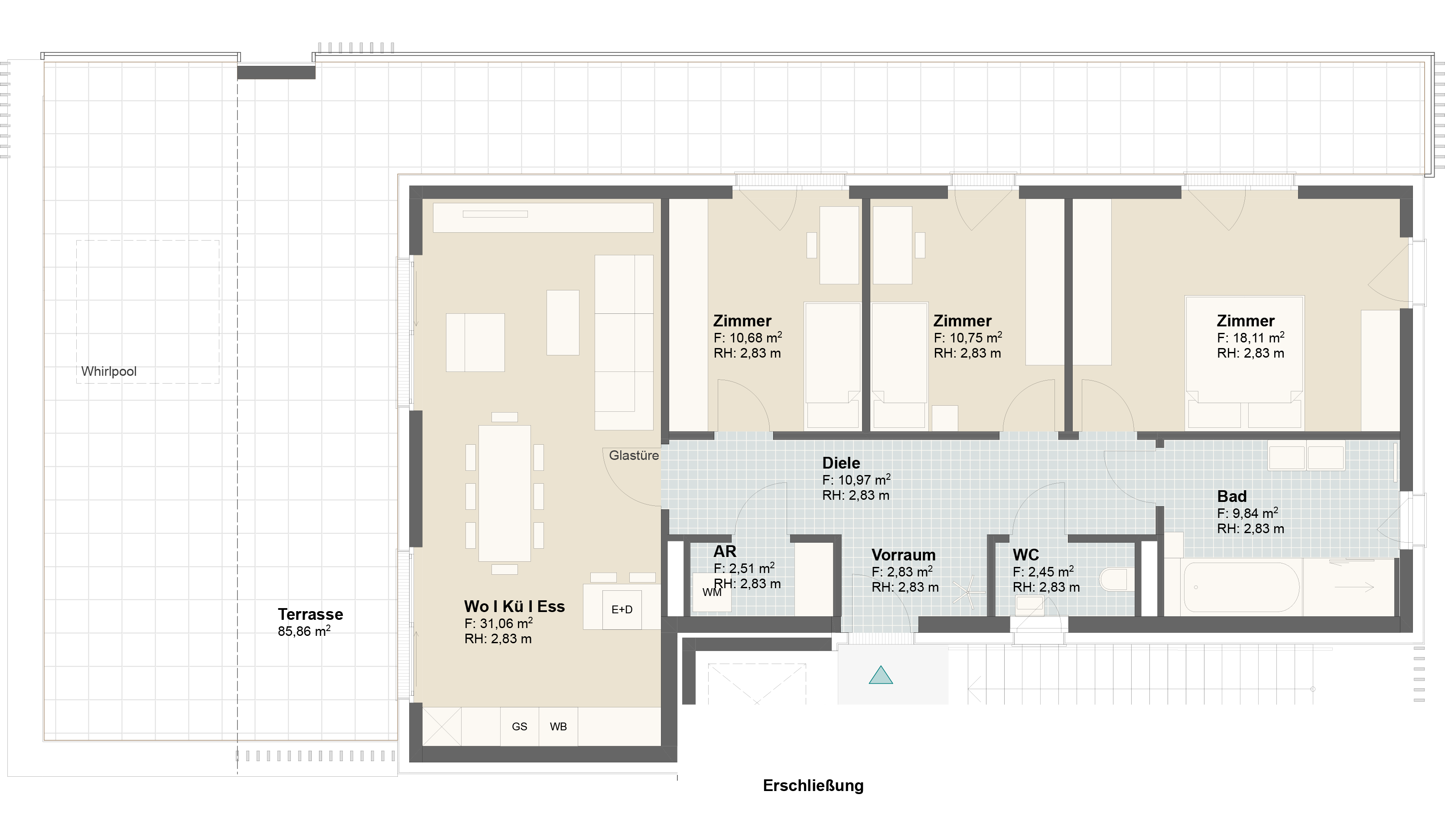 Epado-Immobilien, Projekt Seiersberg ONE Grundriss der Wohnung Hauptstr. 3c/ Whg.05