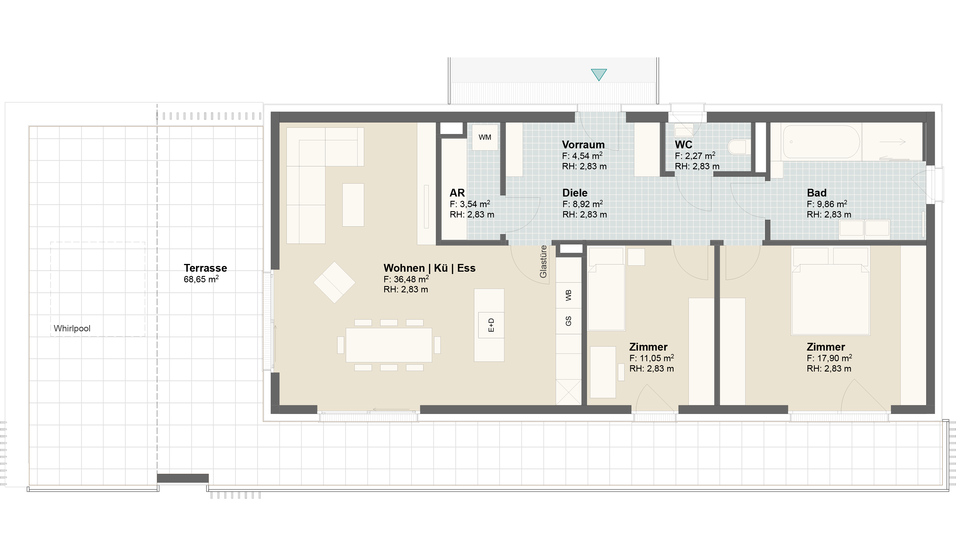 Epado-Immobilien, Projekt Seiersberg ONE Grundriss der Wohnung Hauptstr. 3c/ Whg.06